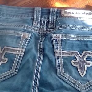 Woman's Buckle Rock Revival Jacklyn Boot Jeans 28 Bling Pockets